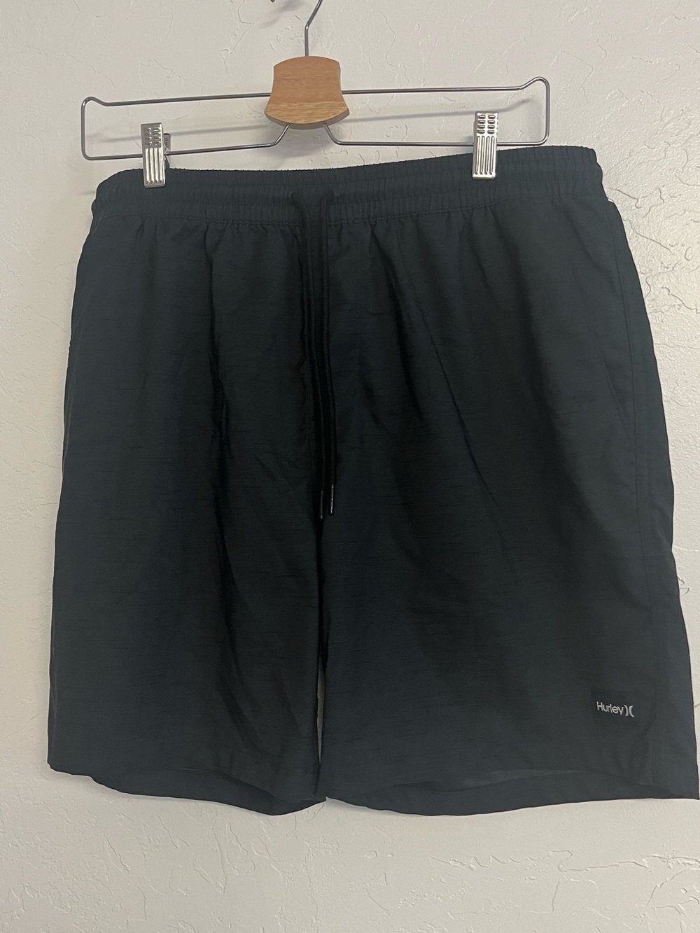 Hurley Men's Black Athletic Drawstring Shorts with Subtle Logo